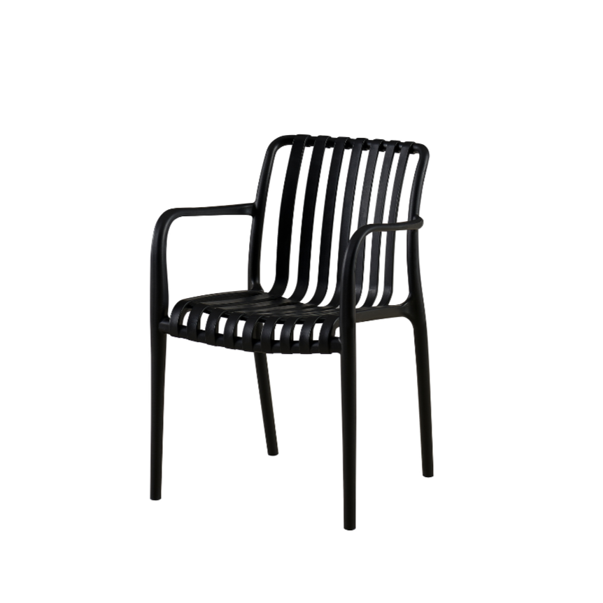 Stabelstol med Armlæn - Sort