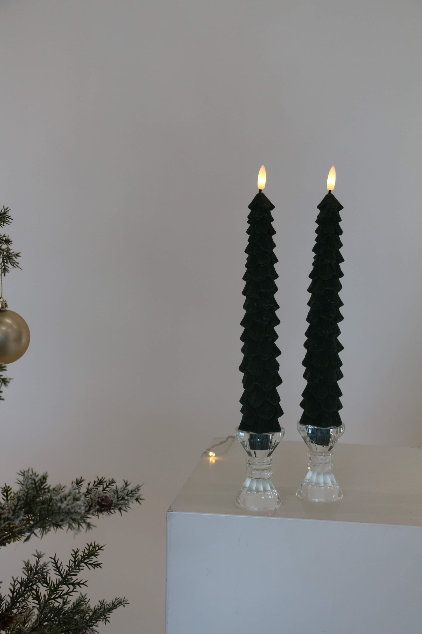 LED Stagelys Juletræ i Grøn - H29 cm