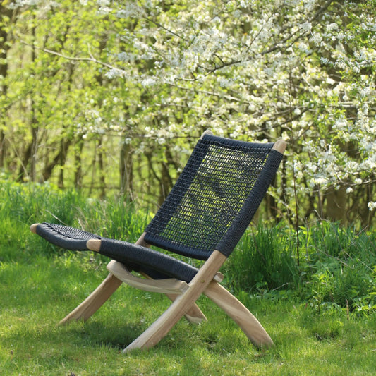 Udendørs Loungestol i Polyrattan / Teaktræ