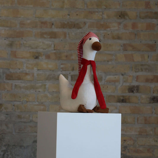 Hvid Juleand med Hue - Stor