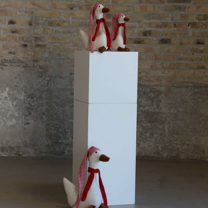 Juleænder med Hue i Hvid - 3 stk.